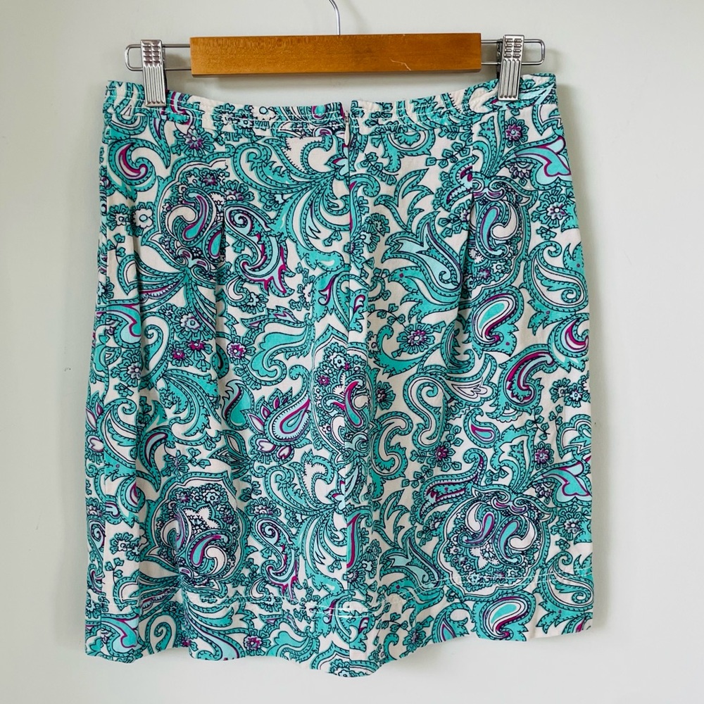 LOFT Ann Taylor 4 Blue Pastel Paisley Linen Mini Skirt - Picture 4 of 9
